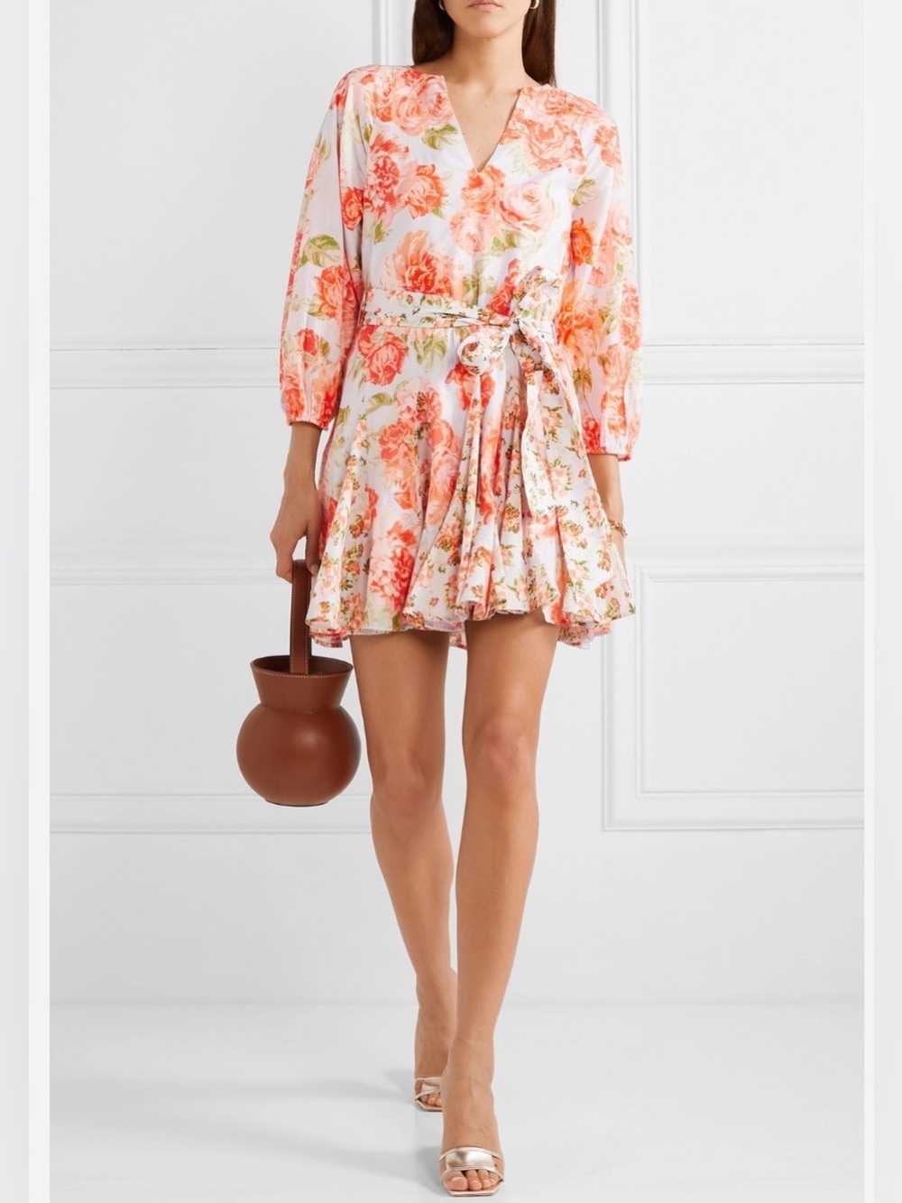 Alice + Olivia Pali Floral Print Cotton Voile Mini Dress Size Medium